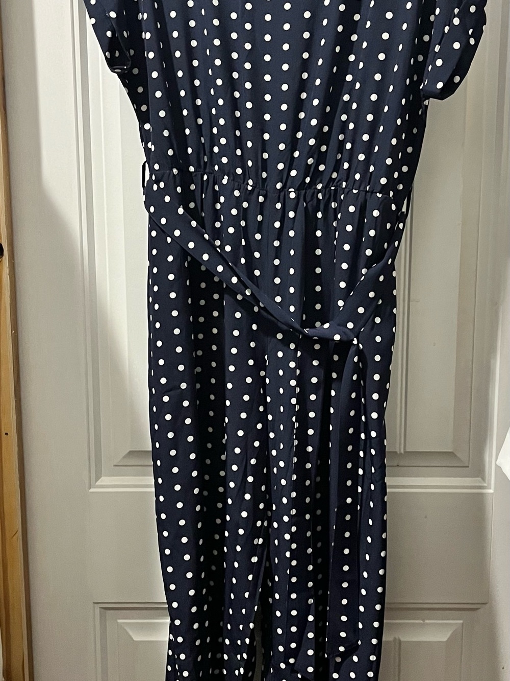 Source Unknown Navy Blue Polka Dot Jumpsuit